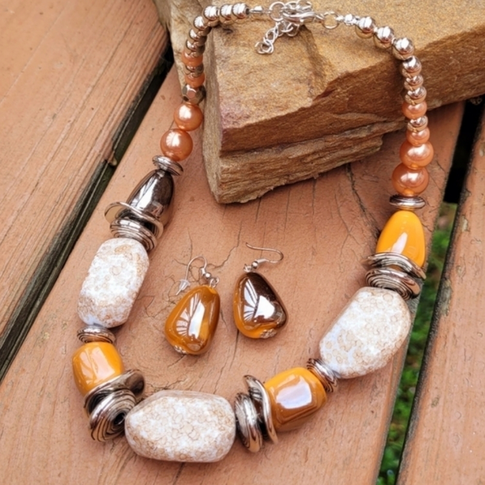 CHUNKY DALMATIAN JASPER STATEMENT NECKLACE